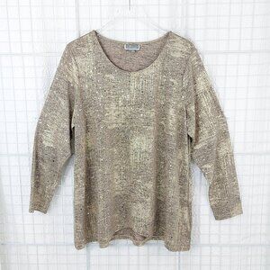 JM Collection Sequin Shimmer Metallic Pullover Top